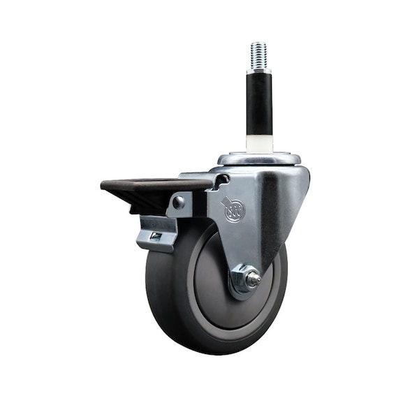 4'' Thermoplastic Rubber Swivel 7/8'' Expanding Stem Caster with Brake